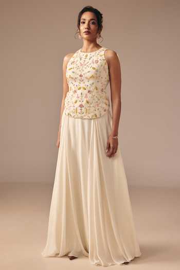 Disha Muchhala Zardozi Embroidered Top & Skirt Set 