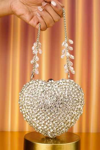 House Of Kosha Lola Suede Embellished Heart Bag 