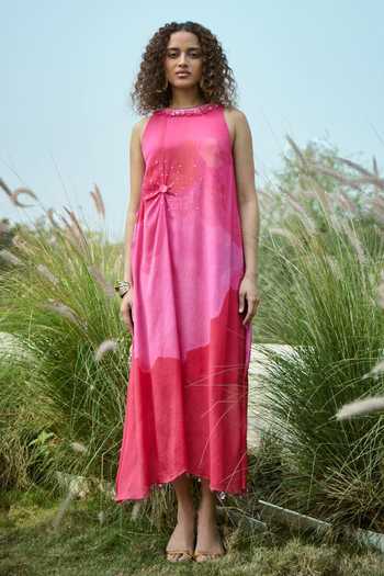 Basil Leaf Abstract Print Dress 