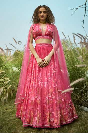 Basil Leaf Floral Print Lehenga Set 