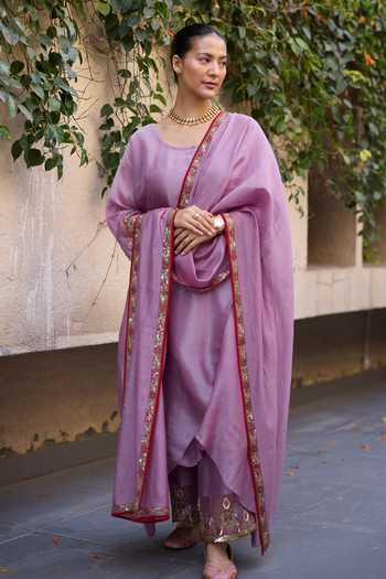 Sarang Kaur Sajili Layered Chanderi Silk Kurta Set  
