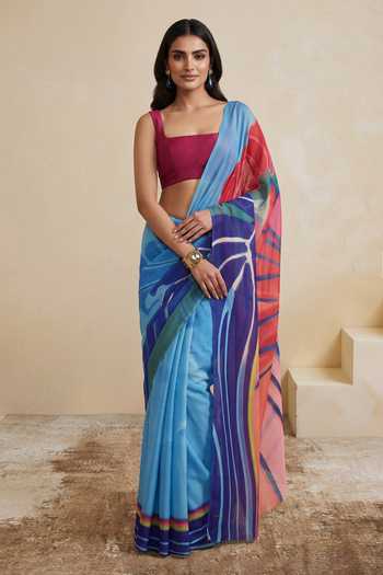 Satya Paul Visiting Ariel Print Silk Georgette Saree 