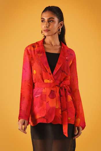 Satya Paul Garnet Bloom Print Jacket 