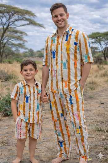 MINIME ORGANICS Stripe Print Shirt & Shorts Set 