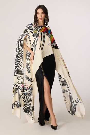 Saaksha & Kinni Genesis Print Asymmetric Cape Top 