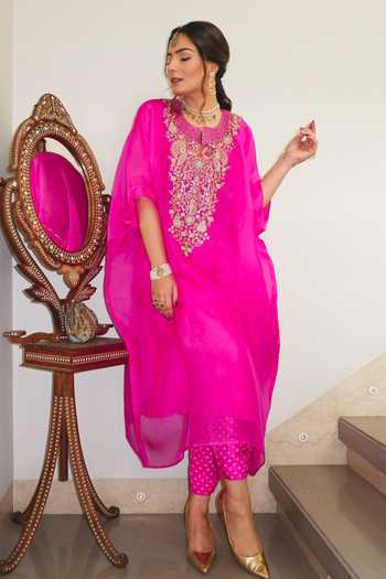 Pink City by Sarika Embroidered Kaftan Set 
