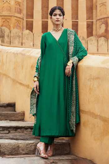 Pink City by Sarika Hasti Embroidered Angarkha Set 