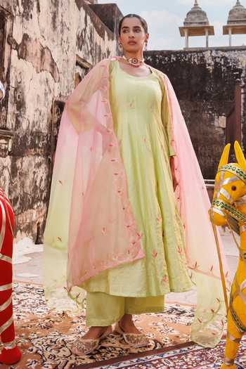 Bannhi By Priyanka Rathore Chanderi Embroidered Anarkali Set 