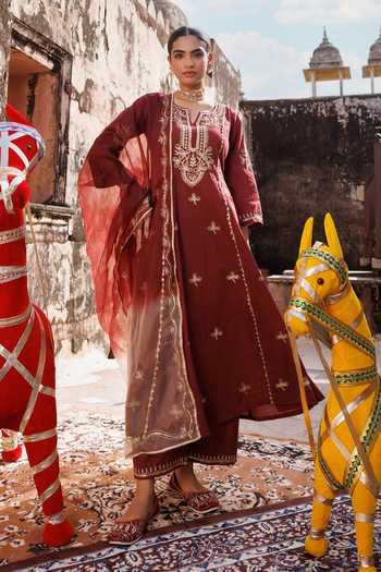 Bannhi By Priyanka Rathore Cotton Embroidered Anarkali Set 