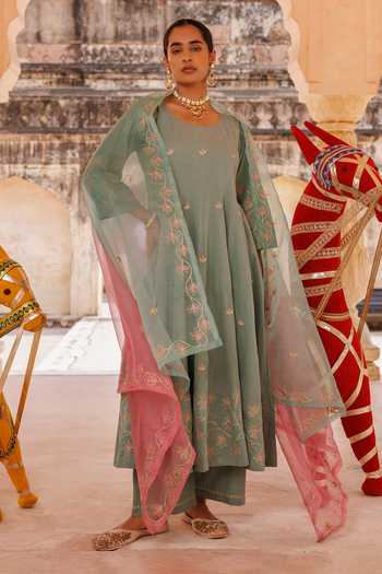 Bannhi By Priyanka Rathore Embroidered Cotton Anarkali Set 