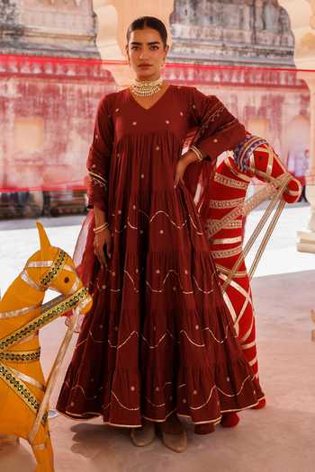 Bannhi By Priyanka Rathore Aari Embroidered Anarkali Set 