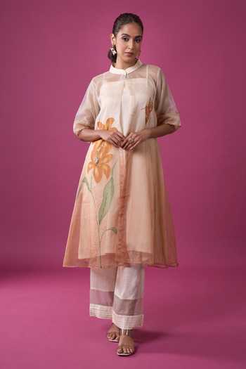Khwaab By Sanjana Lakhani Hand Painted Jacket Kurta Set 