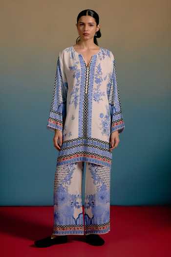 Shetab Kazmi Dove Printed Cotton Kurta & Pant Set 