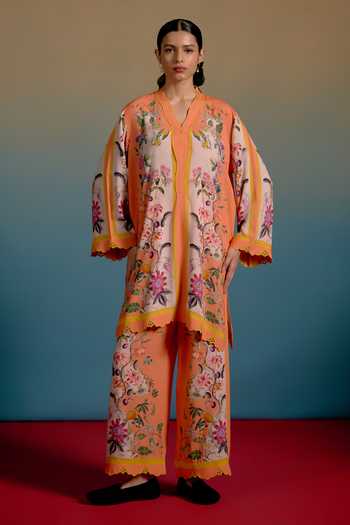 Shetab Kazmi Floral Printed Cotton Kurta & Pant Set 