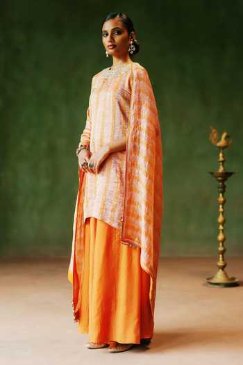 Alam By Tulsi Patel Hina Striped Crushed Kurta Sharara Set 
