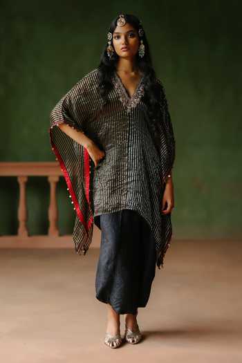 Alam By Tulsi Patel Amber Striped Kaftan & Dhoti Set 