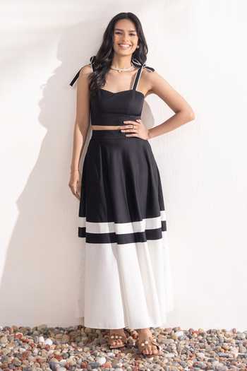 Zazu Cropped Top & Two Tone Skirt Set 