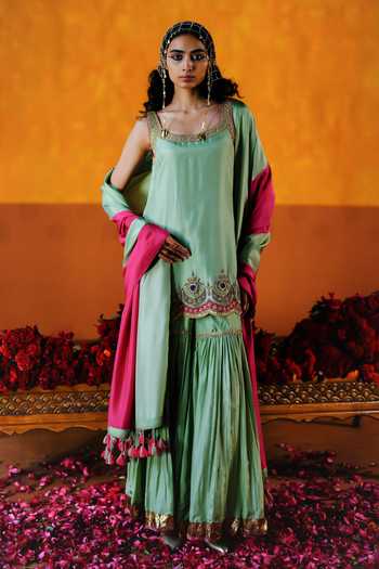 Alam By Tulsi Patel Dahlia Handwoven Silk Kurta Sharara Set 