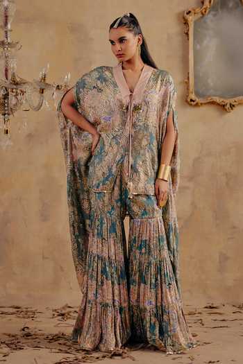Ajiesh Oberoi Zarina Printed Kaftan & Sharara Set 