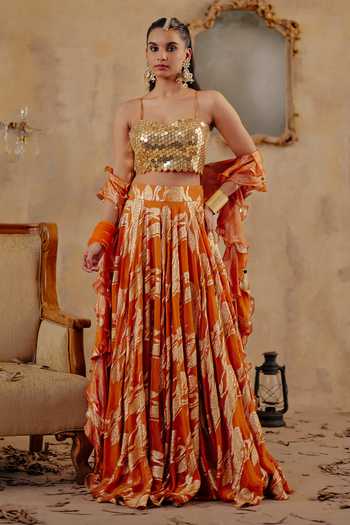 Ajiesh Oberoi Naaz-E-Chamak Jacquard Georgette Lehenga Set 