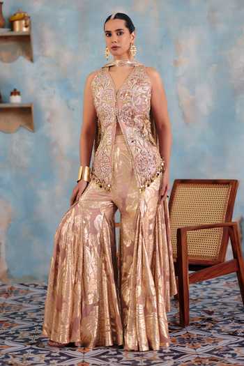 Ajiesh Oberoi Riyana Embellished Jacket Flared Pant Set 