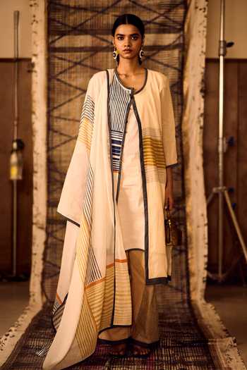 Banana Labs Cotton Denim Printed Kurta & Pant Set 