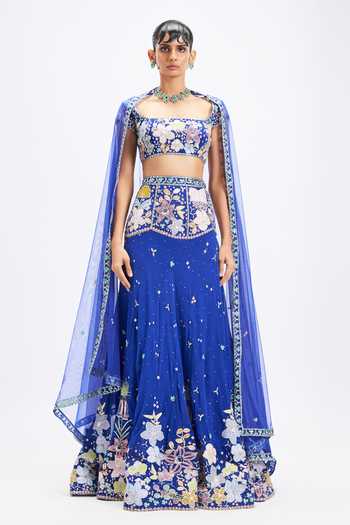 Aisha Rao Saphira Persian Blue Lehenga Set 