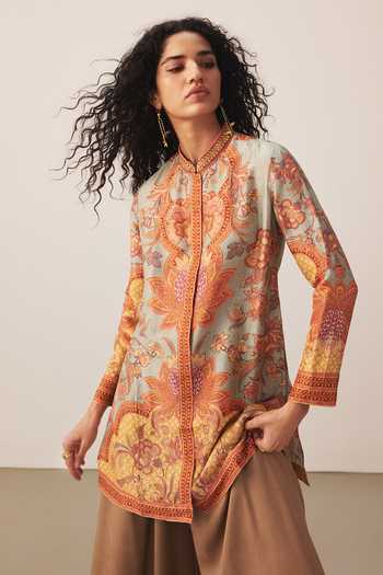 Ritu Kumar Khaki Myra Print Kurta 