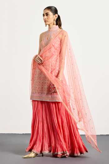 RI.Ritu Kumar Coral Kashish Kurta Skirt Set 