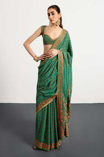RI.Ritu Kumar Prisha Printed Saree With Unstitched Blouse Piece 