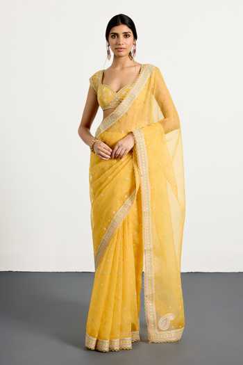 RI.Ritu Kumar Silk Organza Saree With Unstitched Blouse Piece 