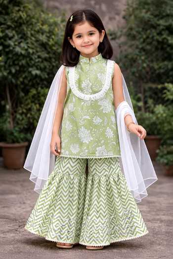 Pankhuri By Priyanka Garden Print Kurta Sharara Set 