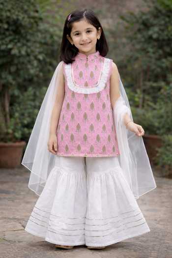 Pankhuri By Priyanka Floral Print Kurta Sharara Set 
