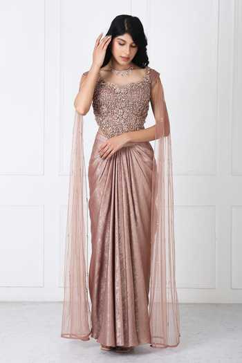 Isha Regalia Embroidered Corset With Draped Skirt 