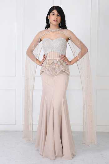 Isha Regalia Embroidered Corset With Panelled Skirt Set 