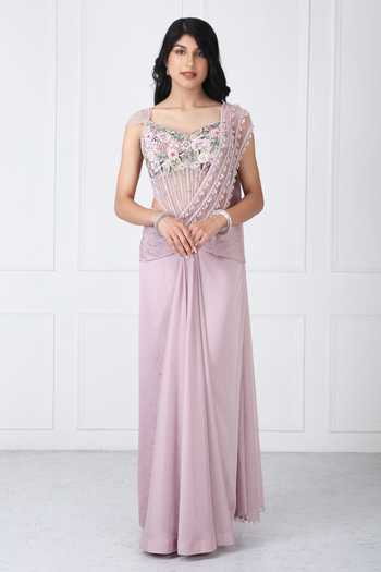 Isha Regalia Pre-Draped Saree With Embroidered Bodysuit 