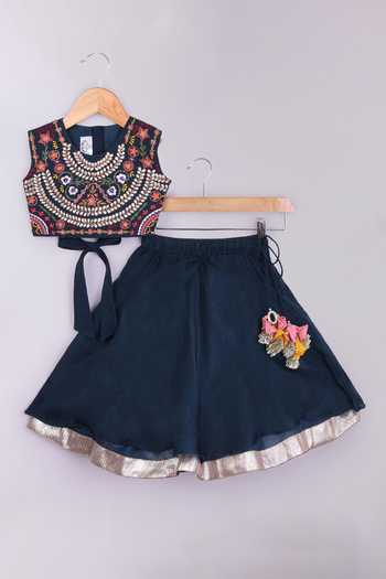 Little Brats Thread Work Blouse & Lehenga Set 