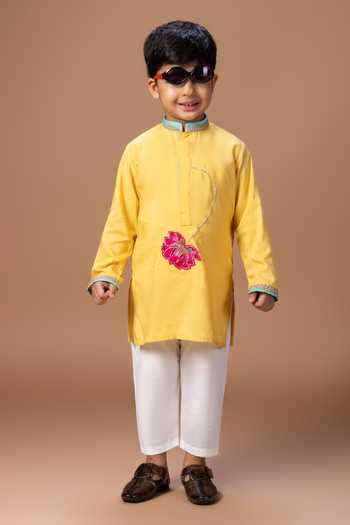 Little Brats Lotus Embroidered Kurta & Pyjama Set 