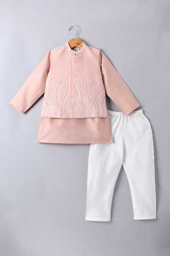 Little Brats Embroidered Bundi & Kurta Set 