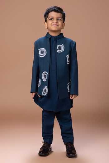 Little Brats Embroidered Jacket & Kurta Set 