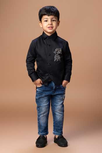 Little Brats Bird Placement Embroidered Shirt 