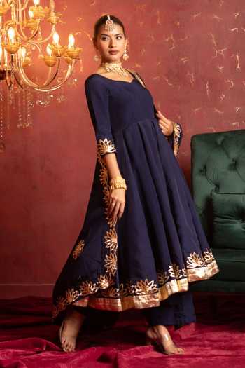 Pomcha Jaipur Gota Patti Embroidered Anarkali Set 
