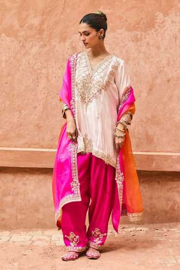 Vinita Bhansali Isha Embroidered Silk Kurta Salwar Set 