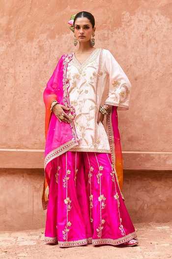 Vinita Bhansali Isha Embroidered Pure Silk Sharara Set 