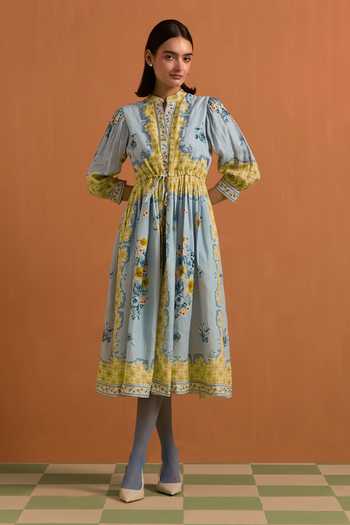 POZRUH Verdant Hand Embroidered String Dress 