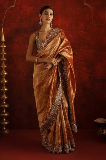Aaroh By Dolly Hand Dabka Embroidered Saree With Blouse 