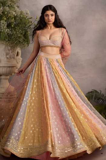 Cedar & Pine Ethereal Color Block Lehenga Set 