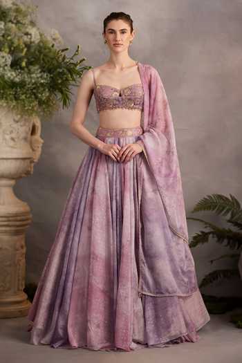 Cedar & Pine Mauve Foil Print Lehenga Set 