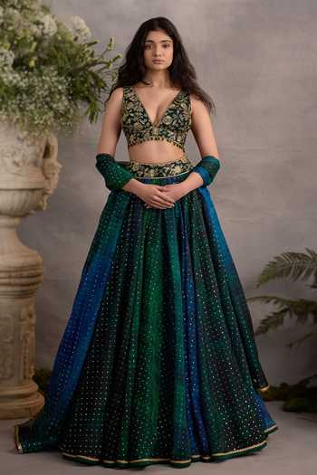 Cedar & Pine Sapphire Shaded Lehenga Set 