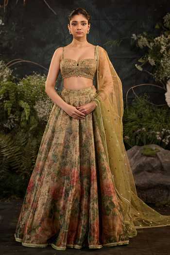 Cedar & Pine Elysium Floral Print Lehenga Set 